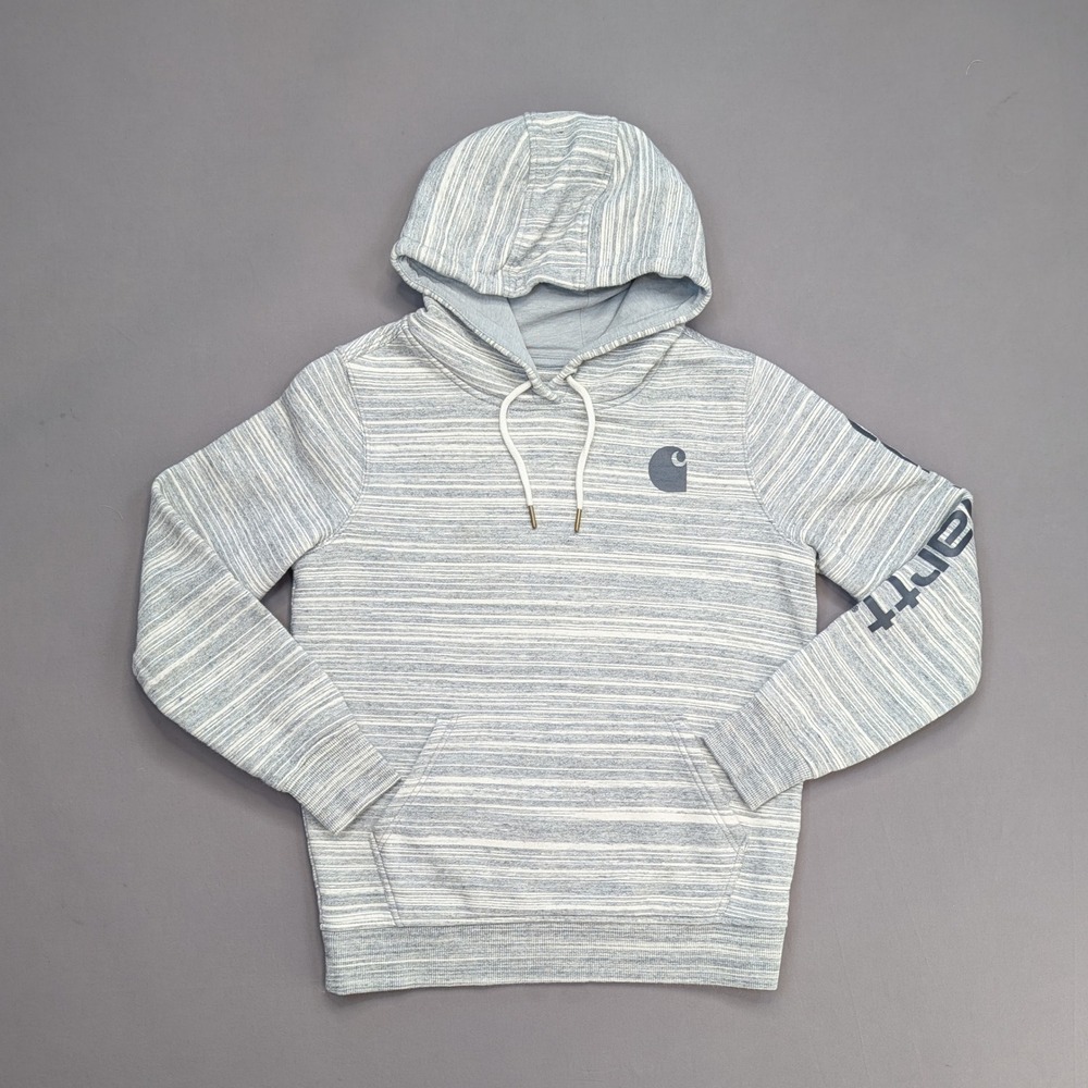 Carhartt Gray Striped Relaxed Fit Hoodie Small